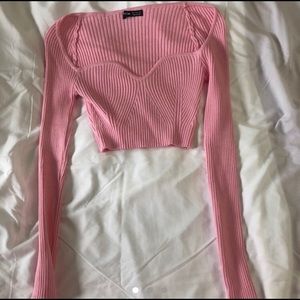 pink crop top from shein, stretchy, size S